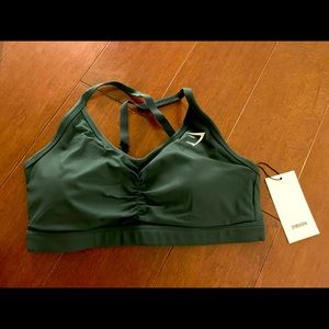 Gymshark Obsidian Green Ruched Training Bra